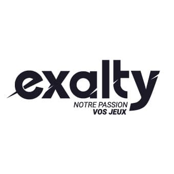 Logo Exalty, signature « Notre passion, vos jeux »